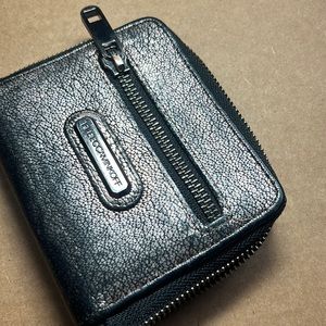 Rebecca Minkoff small distressed metallic leather wallet